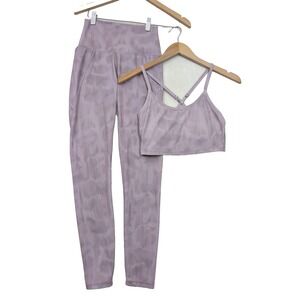 Mono B Leggings Sports Bra Matching Set Womens S Purple Activewear Gym Workout